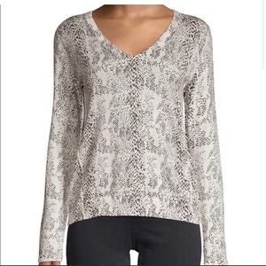 ATM cashmere blend snakeskin print V neck sweater size small
